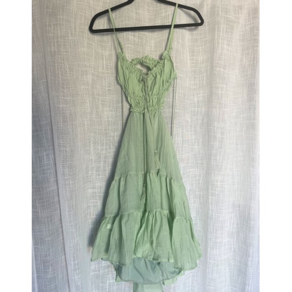 Mini Dress A-Line Flowy Swing Dress - Green - Picture 3 of 3